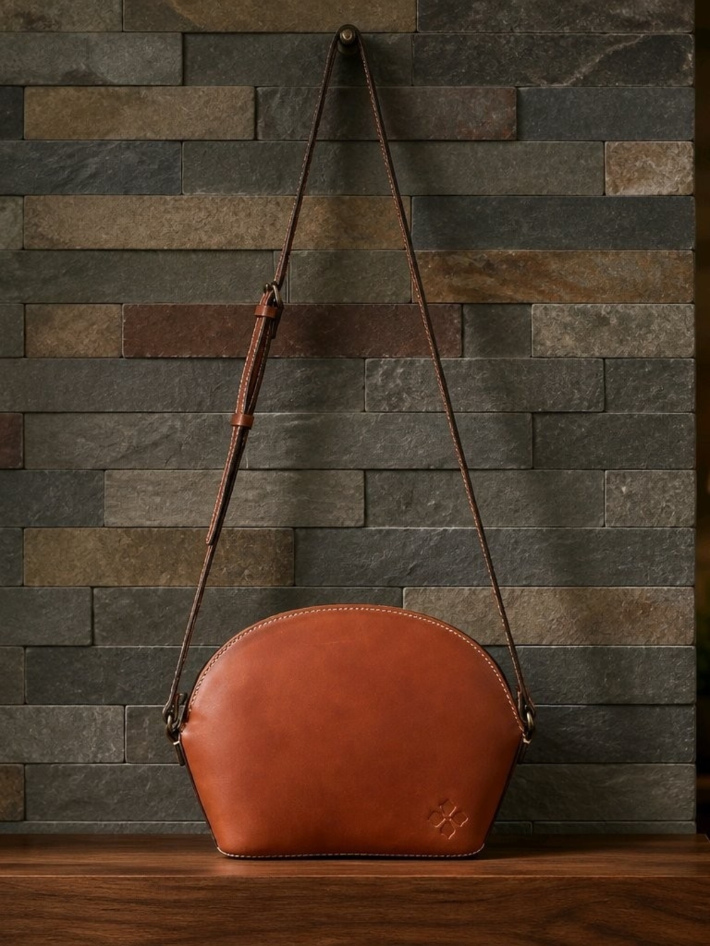 Patricia Nash Saddle Brown Leather Crossbody Bag